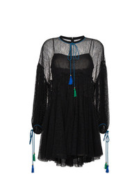 schwarzes gerade geschnittenes Kleid aus Spitze von Philosophy di Lorenzo Serafini