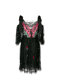 schwarzes gerade geschnittenes Kleid aus Spitze von Temperley London