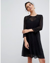schwarzes gerade geschnittenes Kleid aus Spitze von Y.a.s