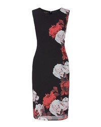 schwarzes gerade geschnittenes Kleid mit Blumenmuster von Apart