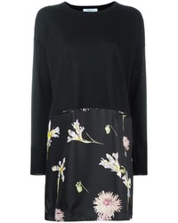 schwarzes gerade geschnittenes Kleid mit Blumenmuster von Blumarine