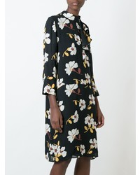schwarzes gerade geschnittenes Kleid mit Blumenmuster von Marni
