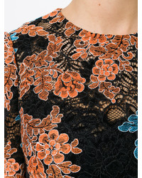 schwarzes gerade geschnittenes Kleid mit Blumenmuster von Dolce & Gabbana