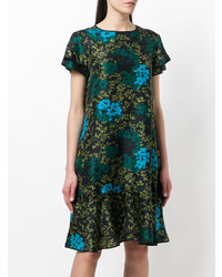 schwarzes gerade geschnittenes Kleid mit Blumenmuster von Odeeh