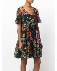 schwarzes gerade geschnittenes Kleid mit Blumenmuster von Blugirl