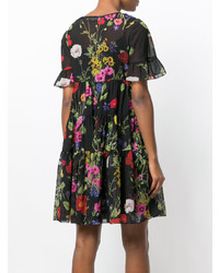 schwarzes gerade geschnittenes Kleid mit Blumenmuster von Blugirl