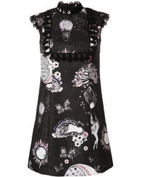 schwarzes gerade geschnittenes Kleid mit Blumenmuster von Giamba