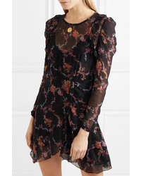schwarzes gerade geschnittenes Kleid mit Blumenmuster von IRO