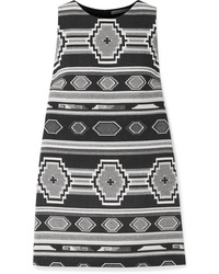 schwarzes gerade geschnittenes Kleid mit geometrischem Muster von Alice + Olivia