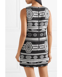 schwarzes gerade geschnittenes Kleid mit geometrischem Muster von Alice + Olivia