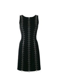 schwarzes gerade geschnittenes Kleid mit Lochstickerei von McQ Alexander McQueen
