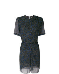 schwarzes gerade geschnittenes Kleid mit Paisley-Muster