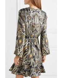 schwarzes gerade geschnittenes Kleid mit Paisley-Muster von Chloé