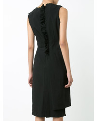 schwarzes gerade geschnittenes Kleid mit Rüschen von Comme des Garcons