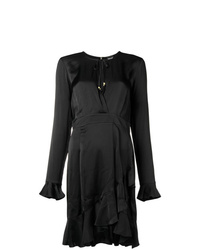 schwarzes gerade geschnittenes Kleid mit Rüschen von Just Cavalli
