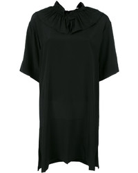 schwarzes gerade geschnittenes Kleid mit Rüschen von Marni