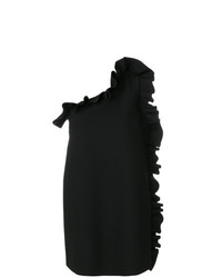 schwarzes gerade geschnittenes Kleid mit Rüschen von MSGM
