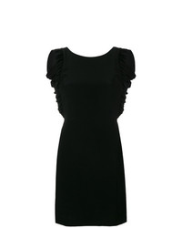 schwarzes gerade geschnittenes Kleid mit Rüschen von Patrizia Pepe