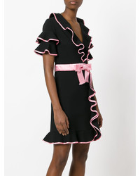 schwarzes gerade geschnittenes Kleid mit Rüschen von Gucci
