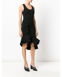schwarzes gerade geschnittenes Kleid mit Rüschen von Givenchy