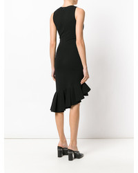 schwarzes gerade geschnittenes Kleid mit Rüschen von Givenchy