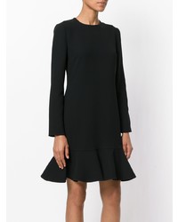 schwarzes gerade geschnittenes Kleid mit Rüschen von Victoria Victoria Beckham