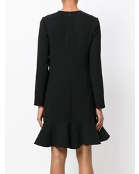 schwarzes gerade geschnittenes Kleid mit Rüschen von Victoria Victoria Beckham