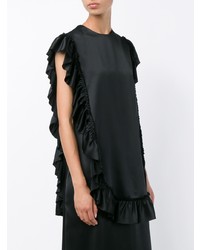 schwarzes gerade geschnittenes Kleid mit Rüschen von Simone Rocha
