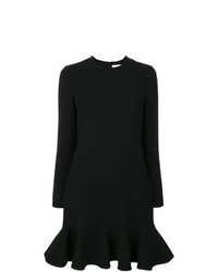 schwarzes gerade geschnittenes Kleid mit Rüschen von Victoria Victoria Beckham
