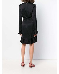 schwarzes gerade geschnittenes Kleid mit Rüschen von Just Cavalli