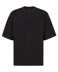 schwarzes gestepptes T-Shirt mit einem Rundhalsausschnitt von Fendi