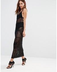 schwarzes Häkel Maxikleid von Missguided