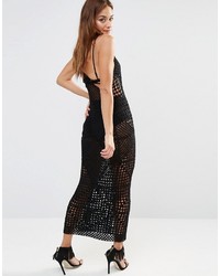 schwarzes Häkel Maxikleid von Missguided