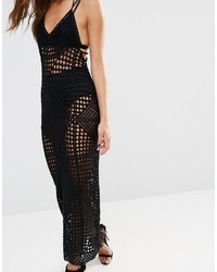 schwarzes Häkel Maxikleid von Missguided