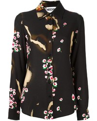 schwarzes Hemd mit Blumenmuster von Moschino