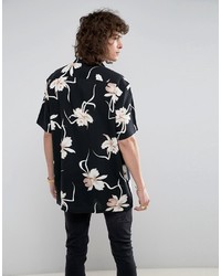 schwarzes Hemd mit Blumenmuster von Asos