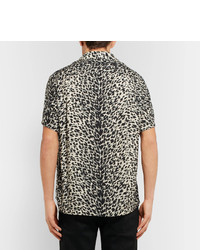 schwarzes Hemd mit Leopardenmuster von Saint Laurent