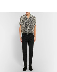 schwarzes Hemd mit Leopardenmuster von Saint Laurent