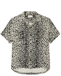 schwarzes Hemd mit Leopardenmuster von Saint Laurent