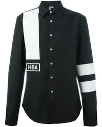 schwarzes horizontal gestreiftes Hemd von Hood by Air