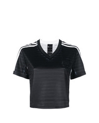 schwarzes horizontal gestreiftes kurzes Oberteil von Adidas Originals By Alexander Wang