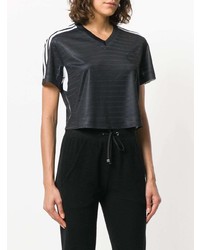 schwarzes horizontal gestreiftes kurzes Oberteil von Adidas Originals By Alexander Wang
