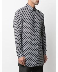 schwarzes horizontal gestreiftes Langarmhemd von Emporio Armani