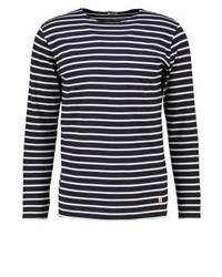 schwarzes horizontal gestreiftes Langarmshirt von Armor Lux