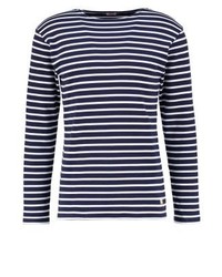 schwarzes horizontal gestreiftes Langarmshirt von Armor Lux