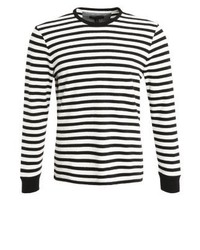 schwarzes horizontal gestreiftes Langarmshirt von Banana Republic