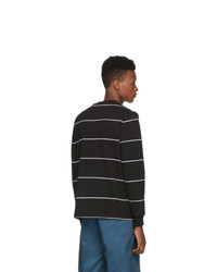 schwarzes horizontal gestreiftes Langarmshirt von Noah NYC