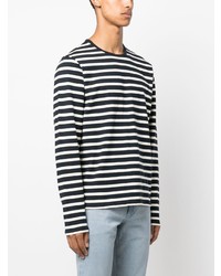 schwarzes horizontal gestreiftes Langarmshirt von rag & bone