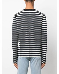 schwarzes horizontal gestreiftes Langarmshirt von rag & bone