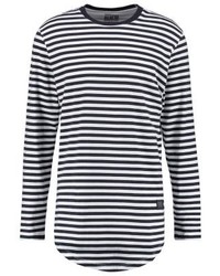 schwarzes horizontal gestreiftes Langarmshirt von Brooklyn's Own by Rocawear